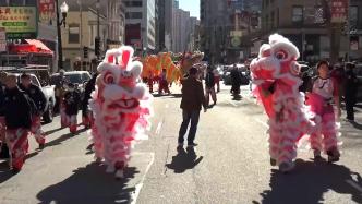 欢庆兔年新春，旧金山唐人街举办舞龙狮活动