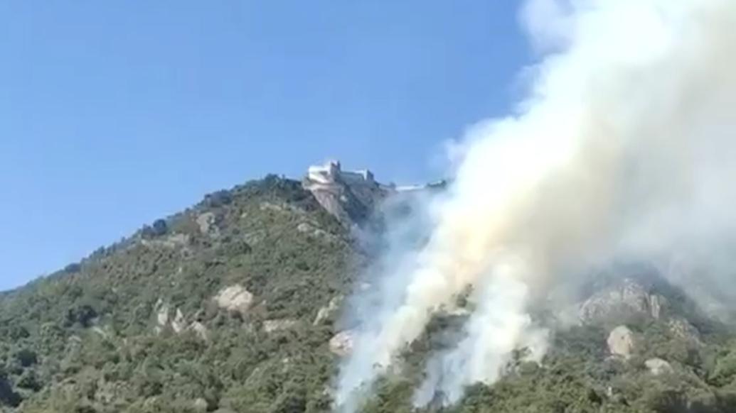 温州乌牛东蒙山长城附近区域发生山火，当地消防前往扑救