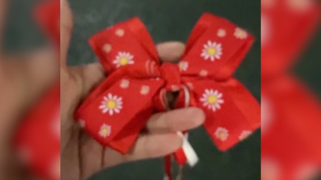 小女孩进南京大屠杀纪念馆主动摘红头花