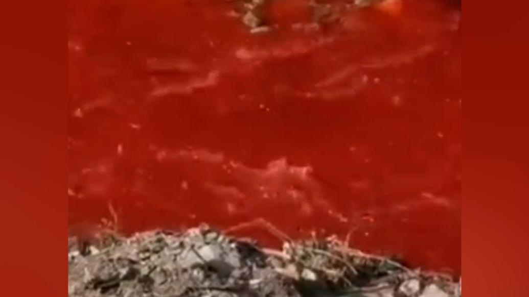 雅安汉源县回应“一河沟河水变红”:燃放烟花爆竹导致