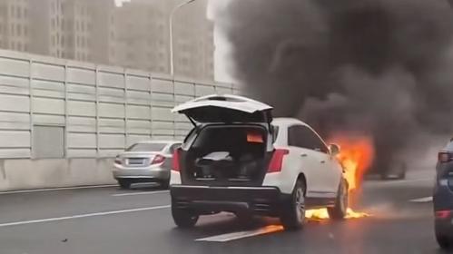 早高峰黑烟滚滚！上海龙东高架发生2车事故致后车起火