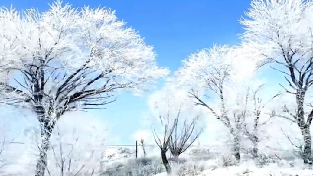 塞外風雪！絕美霧凇銀裝黃土高原