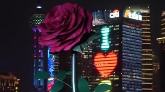 浪漫！上海外滩现巨型玫瑰