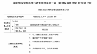湖北当阳农村商业银行被罚130万，有个人消费贷流入房产等5项违法违规