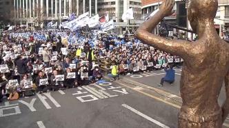 抗议政府第三方代赔方案，韩国民众举行集会
