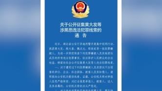 異地用警集中收網，湖北黃岡公安征集黃大發等涉黑惡犯罪線索