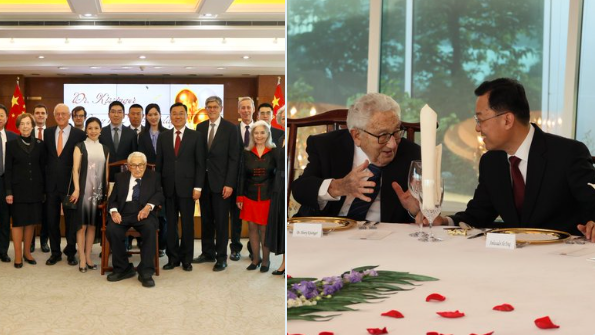 中国驻美大使谢锋发推晒合影：庆祝基辛格博士百岁寿辰