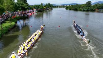温州瑞安举办竞技龙舟大赛，16支龙舟队上演“速度与激情”