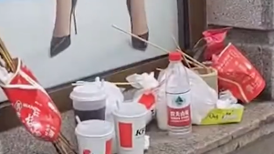 上海外滩一橱窗窗台成垃圾桶？绿化市容部门：时段性增设垃圾桶