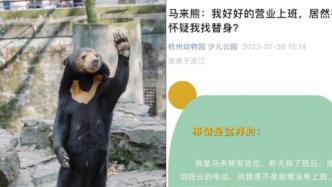 杭州动物园回应“熊被质疑是人假扮”：确实是熊，站起来可能是跟游客互动