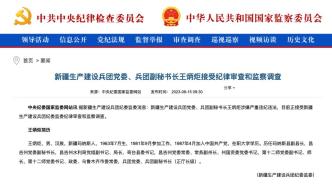 新疆生产建设兵团党委、兵团副秘书长王炳炬接受审查调查