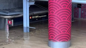 香港遇139年来特大暴雨：商场立柱过半被淹，地铁出口完全浸没