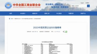 “2023中国民营企业500强”榜单发布