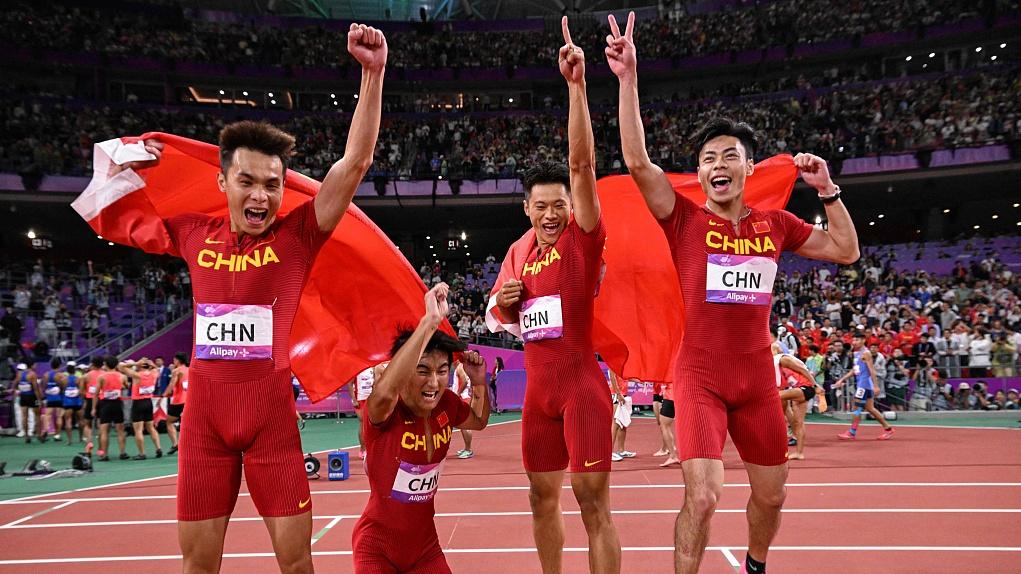 亚洲速度属于我们！中国男子4×100米接力亚运夺金