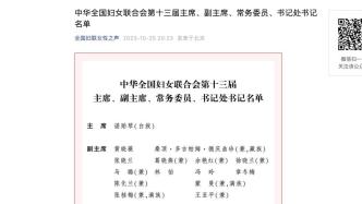谌贻琴当选为中华全国妇女联合会主席，张桂梅王亚平等14人当选副主席
