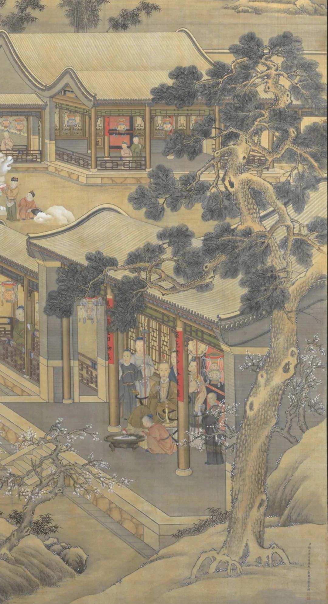 時代古画 主眼院様御像 大鏡院様御筆 武士肖像画 紙本 軸装(二重箱