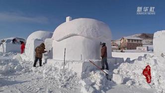 内蒙古：雪雕创作热火朝天