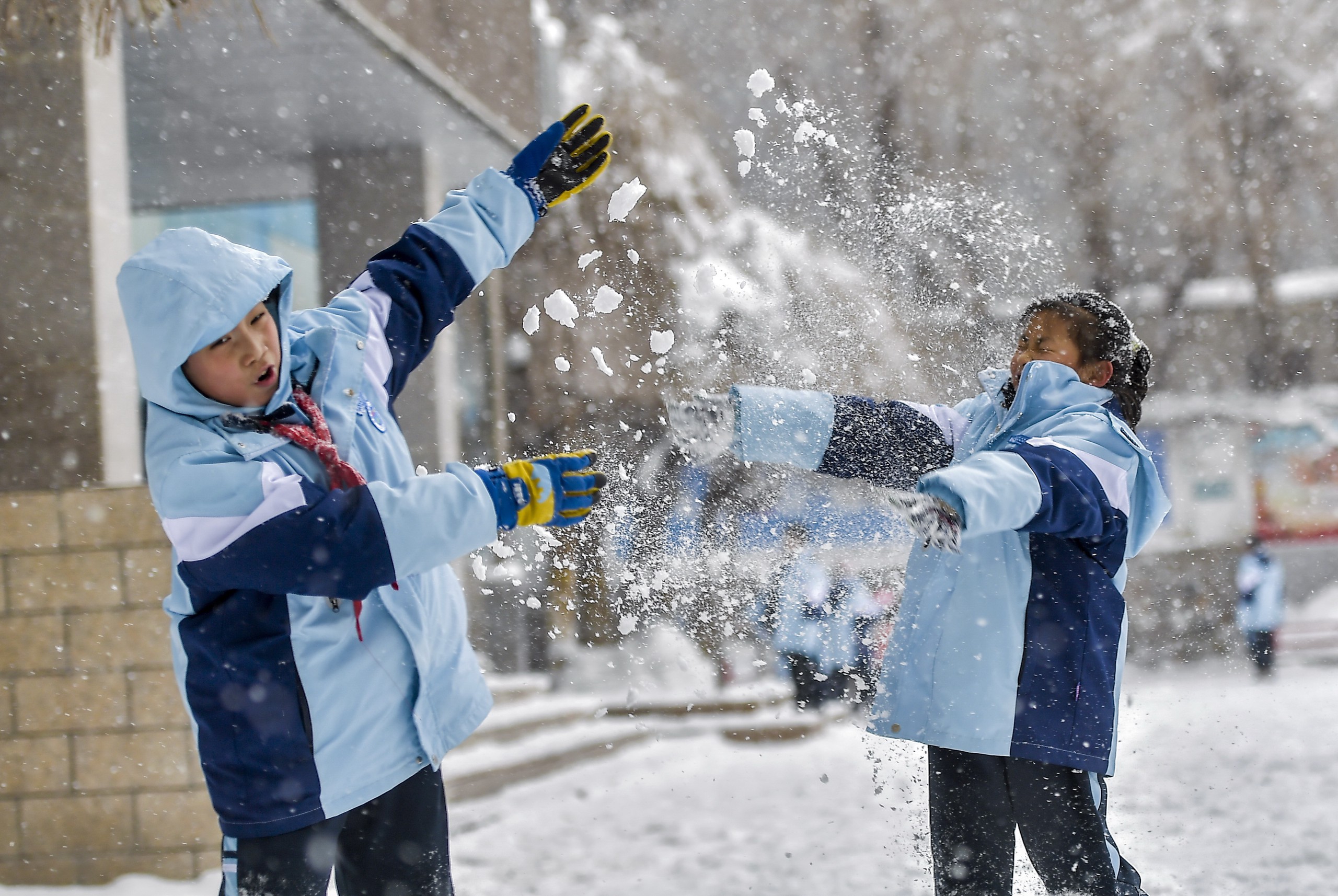 打雪仗真实图片图片