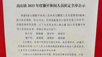 为何公示8名躺平休闲人员？将如何处理？广东南山镇回应热点