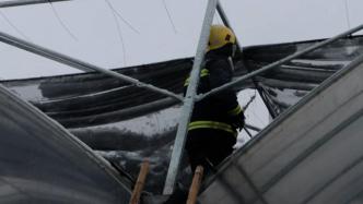 衢州一农场大棚被大雪压塌，消防紧急处置排险