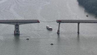 广州沥心沙大桥被撞断：已找到一落水车辆，多方派人到场救援