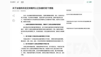 中国足协：建立裁判员“黑名单”制度，调整男子三级职业联赛裁判管理权