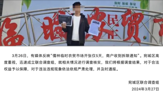 河南南阳回应“临时农贸市场开张5天被要求拆除”：成立调查组调查核实