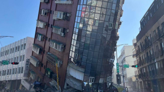 地震造成花莲一大楼严重倾斜，消防部门已救出10人