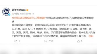 台湾花莲县海域发生7.3级地震武汉有震感，武汉地震局回应不会影响建筑物安全