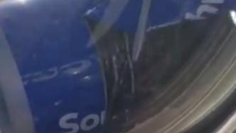 美国西南航空一波音客机起飞时发动机罩脱落
