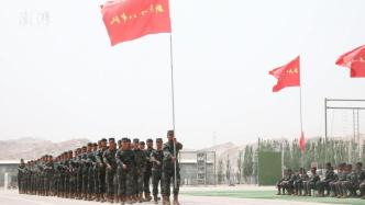 直击武警新疆总队新兵某团首次军事训练会操