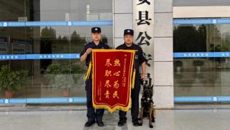 警犬在山林找到走失老人，收到“犬生”首面锦旗