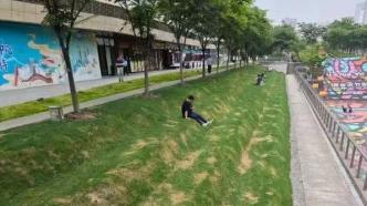 上海网红阶梯草坪超负荷致“斑秃”，养草修复已开始，预计两周完成