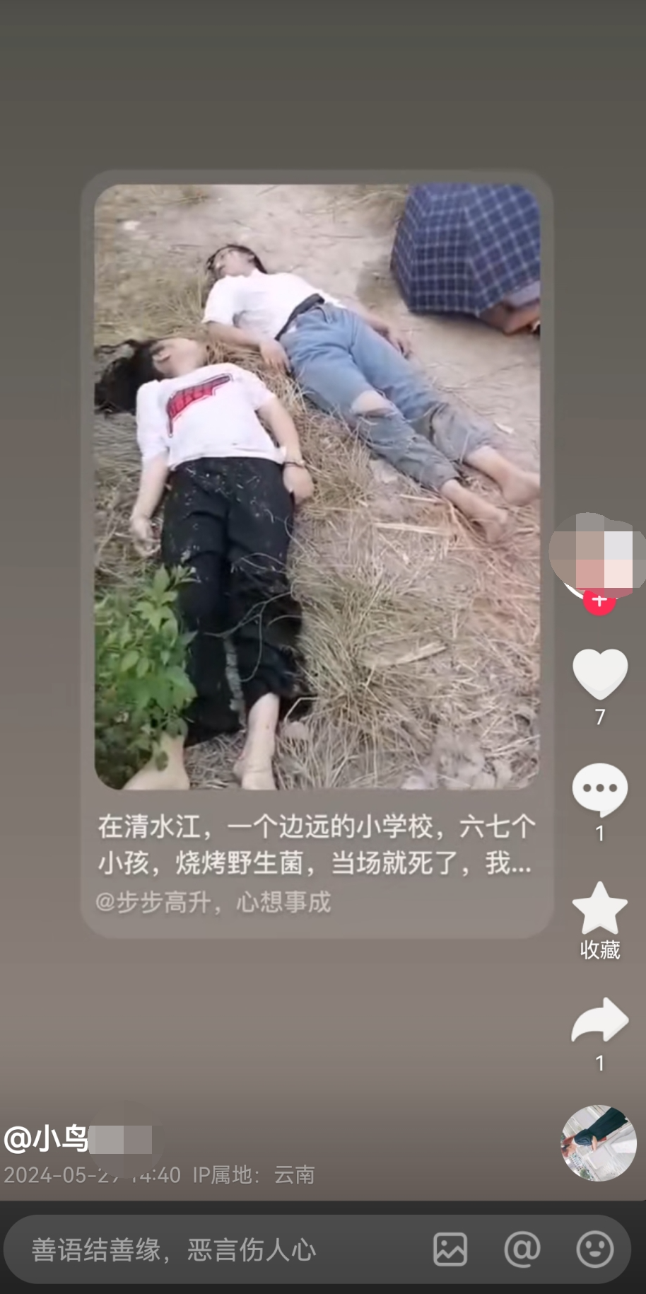 云南网警:多个吃野生菌中毒谣言查清,造谣博流量不可取!