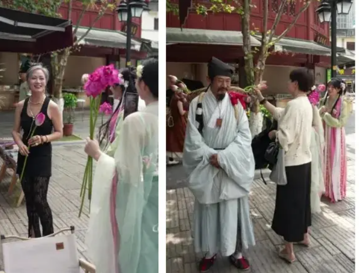 游客指正演员汉服穿搭,汉服游客照