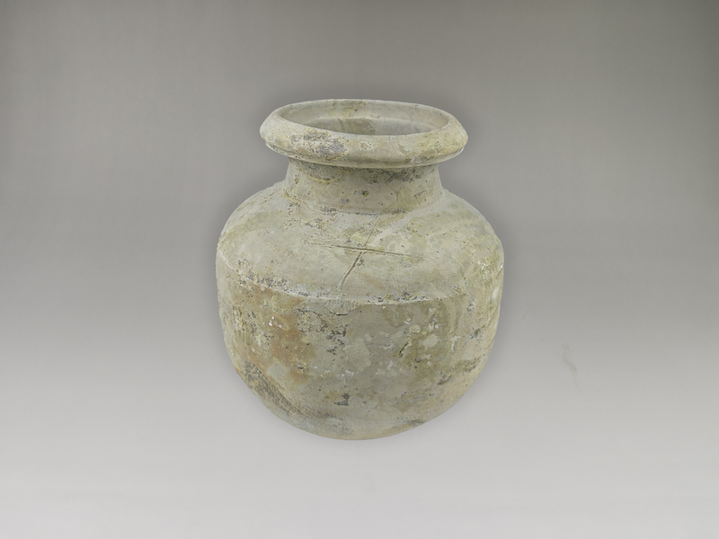 陶罐(刻划陶文"五") 秦  为何这个陶罐上有一个"x"?