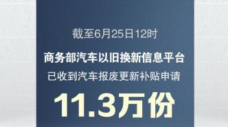 以旧换新政策显效：汽车报废更新补贴申请达11.3万份