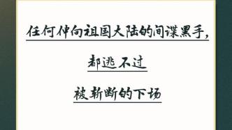 钧评：任何伸向祖国大陆的间谍黑手，都逃不过被斩断的下场