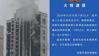 合肥包河區一小區25層發生火災，明火被撲滅無人員傷亡