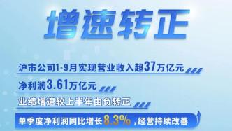 增速轉正！滬市公司2024年三季度凈利潤同比增長8.3%