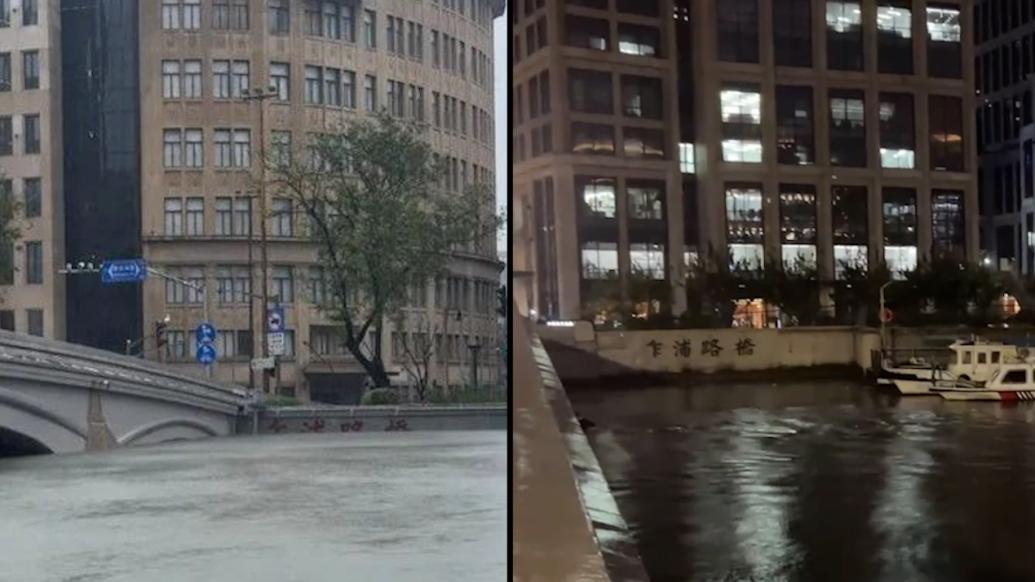 上海暴雨致“苏州河的水漫出来了”？记者实地求证：水位在下降