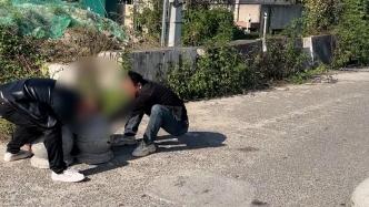 男子为抄近路故意挪移限宽石墩，江油交警：哪里搬的搬回去