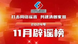 打擊網絡謠言、共建清朗家園，中國互聯網聯合辟謠平臺2024年11月辟謠榜