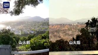 洛杉磯山火前后街景對比：滿是殘垣斷壁，大量豪宅成廢墟