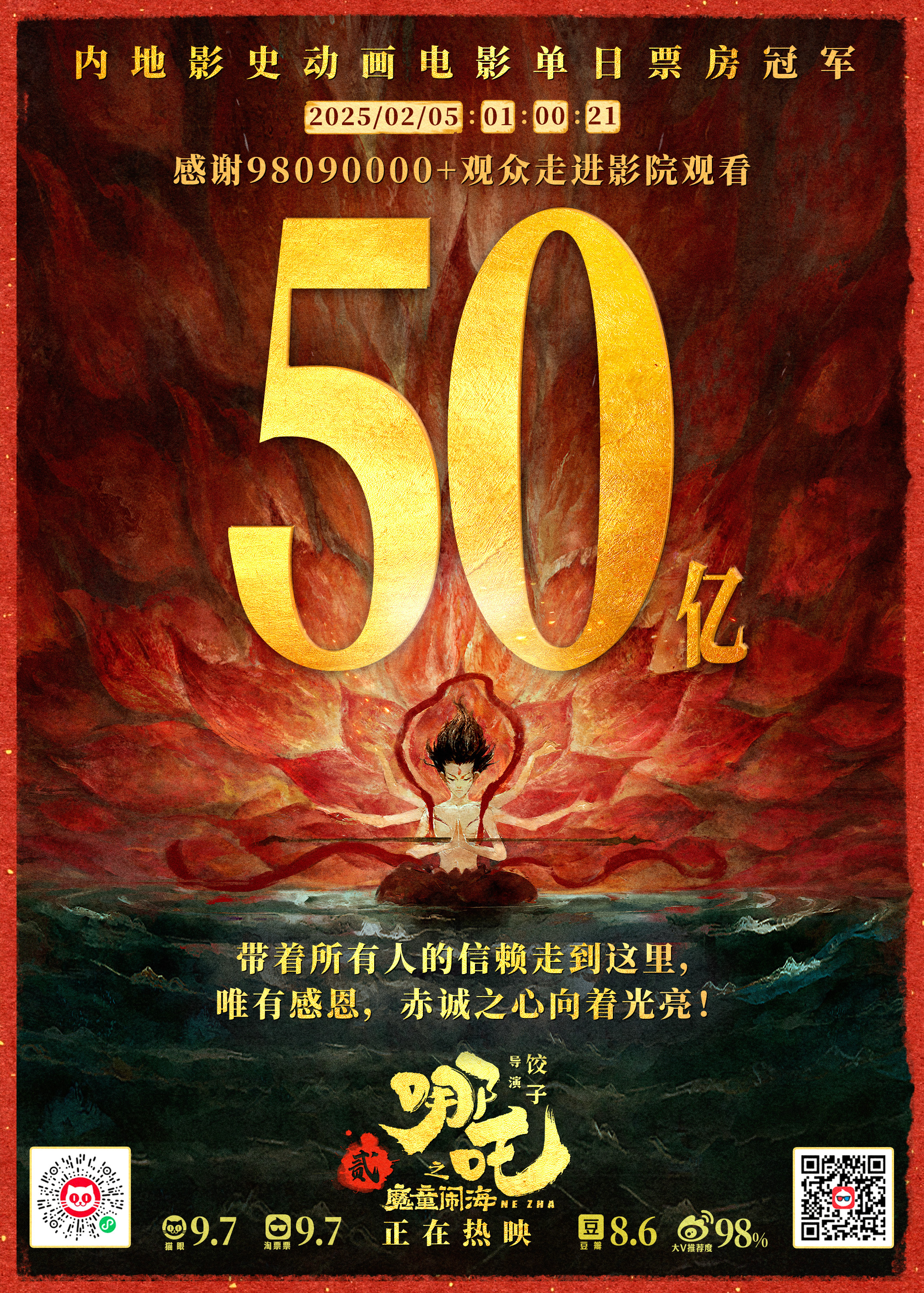 《哪吒之魔童闹海》票房破50亿