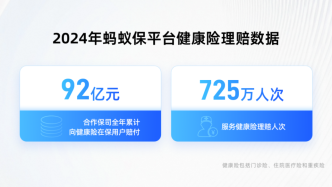 螞蟻保公布2024健康險理賠數據:合作保司理賠92億，服務725萬人次