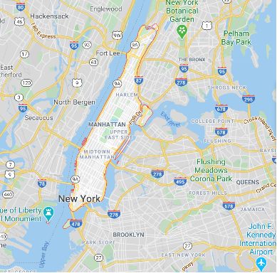 曼哈顿对应纽约市位置地图资料来源:谷歌地图