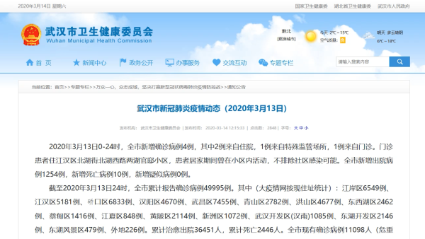 武汉新增4个确诊病例，一名曾在小区活动