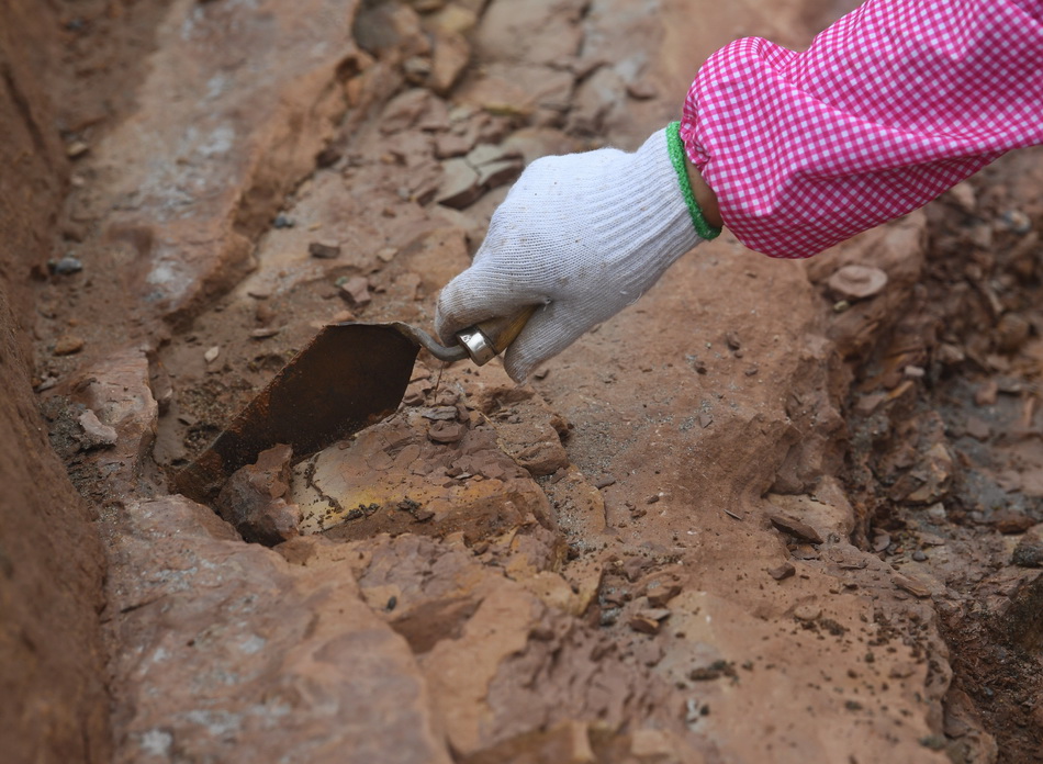 这是江口沉银遗址考古发掘现场（4月15日摄）。