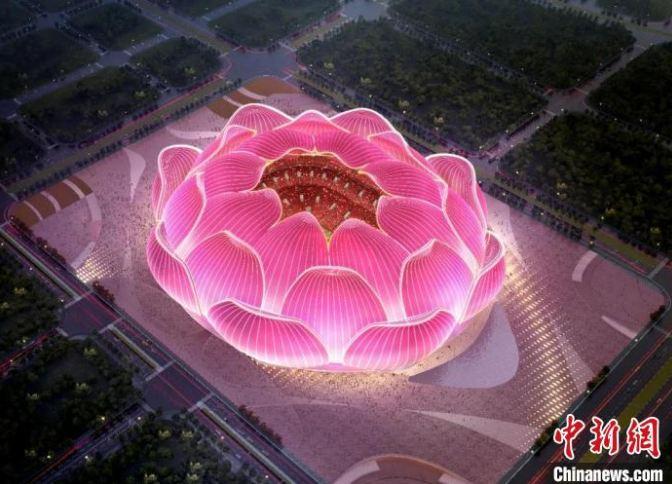 资料图:恒大4月16日发布的广州恒大足球场赛场全景图。